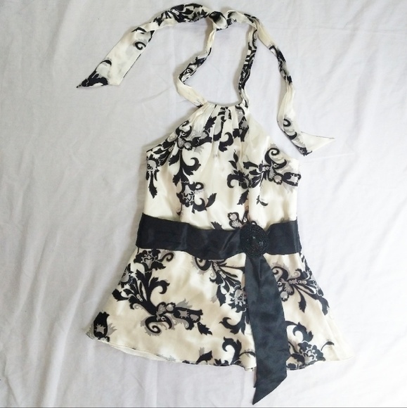 black silk halter top